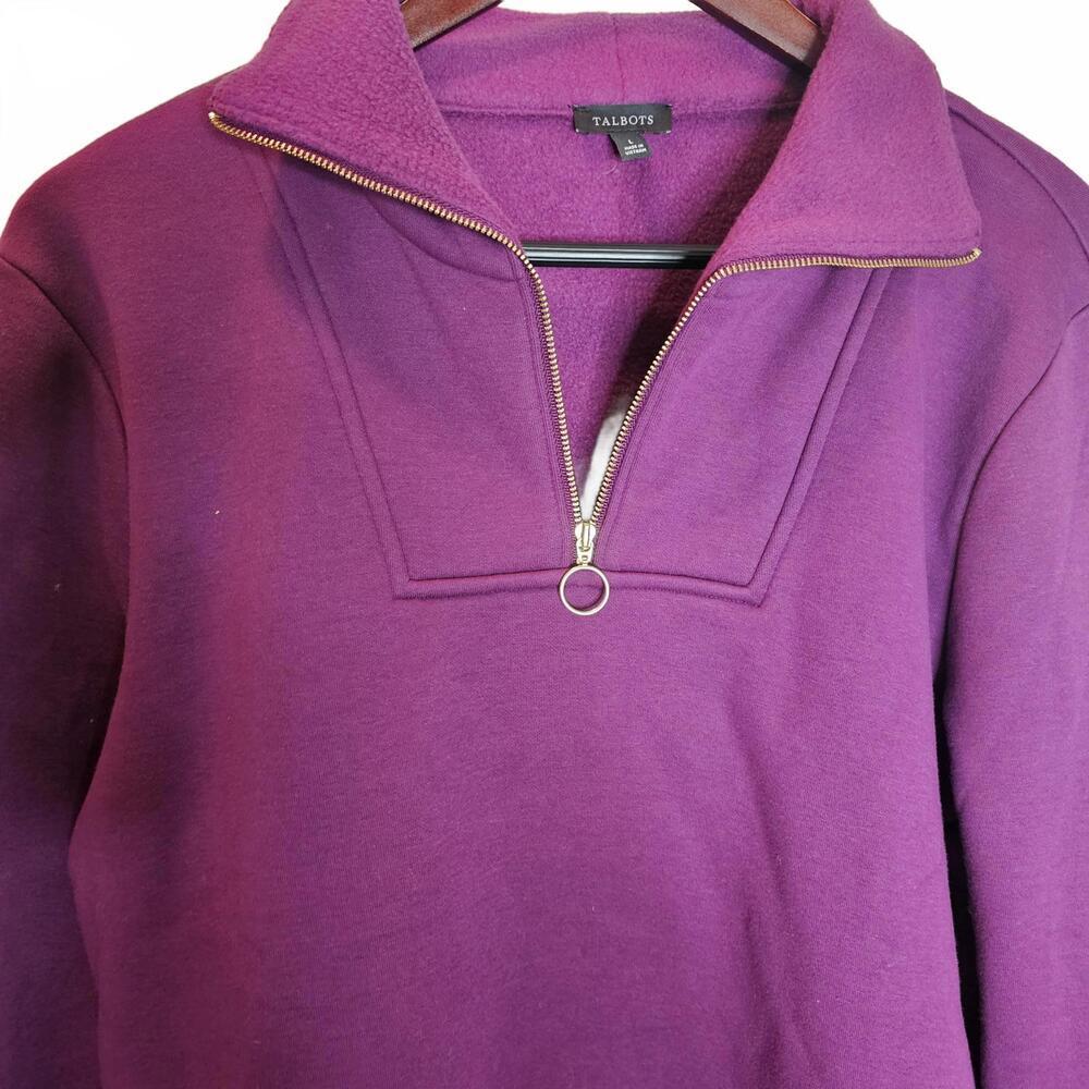 Stylish Talbots Purple Pullover with Zip - Picture 3 of 5